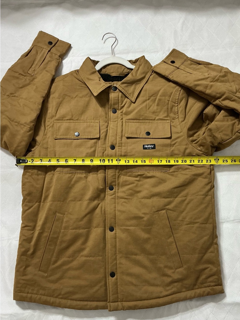 NWT Hurley Men’s Sherpa Lined Quilted Canvas Shacket Jacket Tan L - Picture 12 of 14